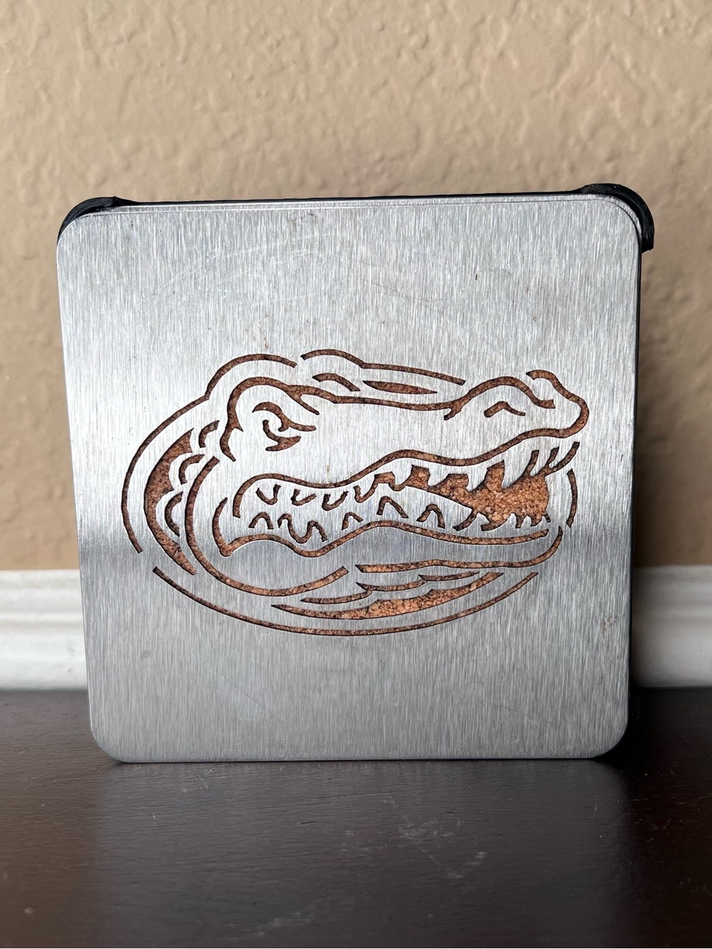 Vintage Florida Gators Coasters Set of 4 Aluminum Cork Drink Coasters